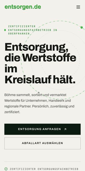 Website Böhme GmbH Wertstofferfassung auf dem Handy