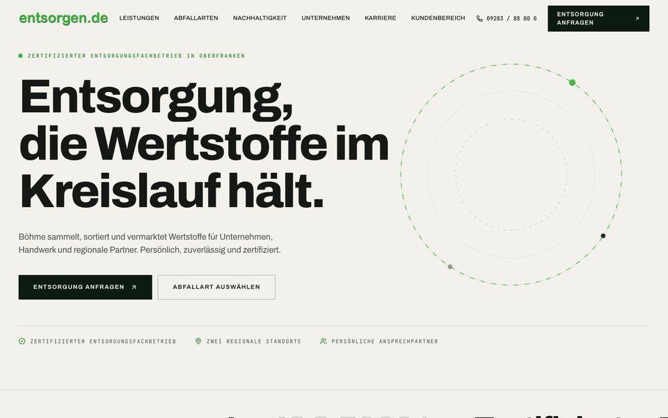 Startseite von Böhme GmbH Wertstofferfassung auf dem Computer