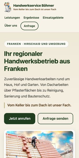 Website Handwerkservice Böhmer auf dem Handy