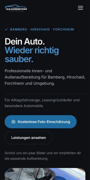 Website KLB Aufbereitung auf dem Handy