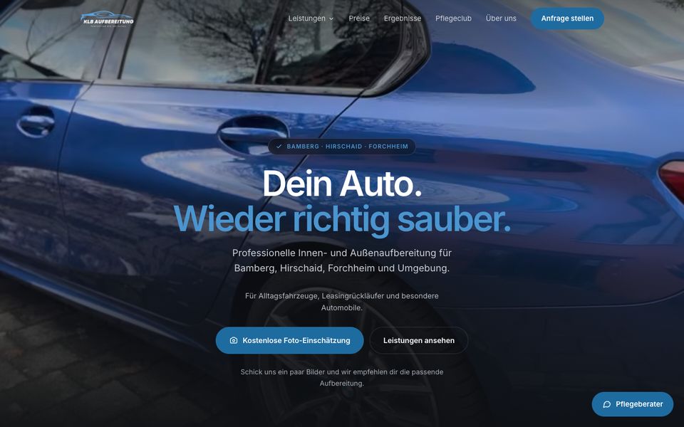 Startseite von KLB Aufbereitung auf dem Computer